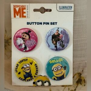 Illumination Entertainment Despicable Me Button Pins - Set of 4